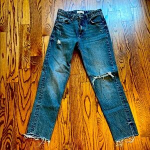 Zara Distressed Blue Denim Jeans size 4